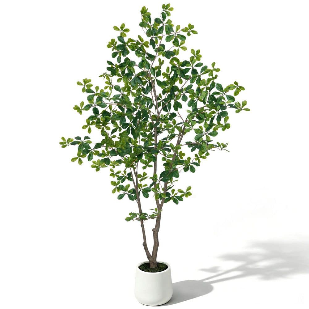 7ft Artificial Eucalyptus Tree with White Planter Moss Accents Artificial Eucalyptus Plant for Home Indoor Outdoor Decor price history on PriceWatchPro