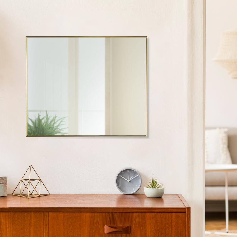 Elegant Rectangular 36" Brushed Gold Aluminum Vanity Mirror