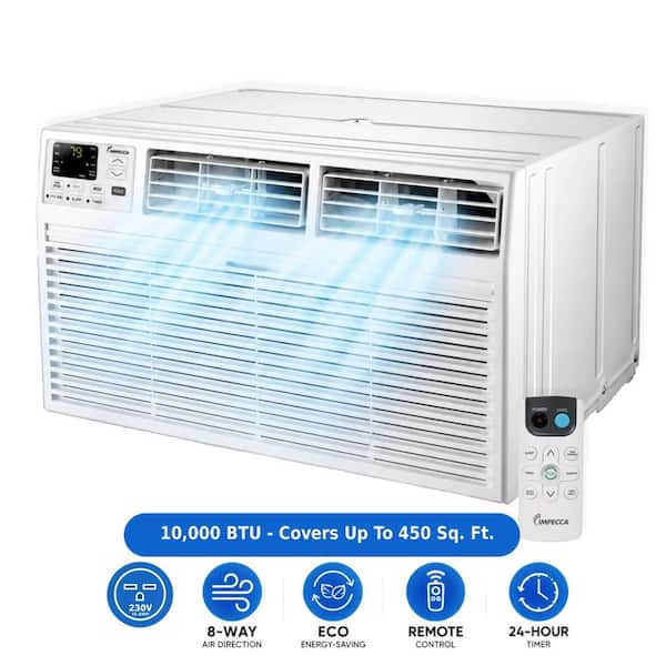10,000 BTU 230/208 Volts Electronic Through The Wall Air Conditioner Cools 450 Sq. Ft. in White
