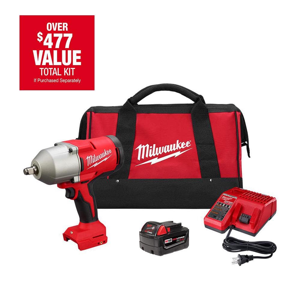 Milwaukee M18 18V Lithium-Ion Brushless Cordless 1/2 in. Impact Wrench with Friction Ring Kit