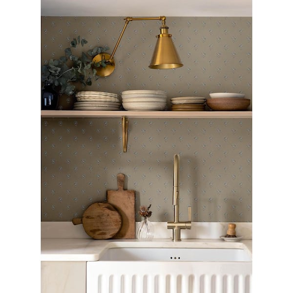 Surdiva Stone Grey Floral Fan Wallpaper