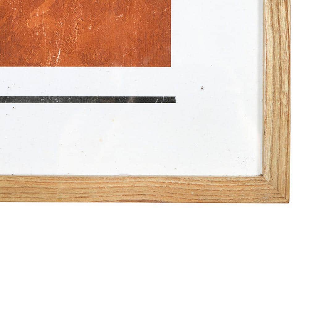 Natural Wood Framed Terracotta Abstract Wall Art Set