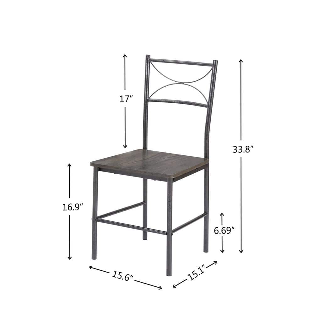 Gray Metal and Wood 3-Piece Square Dining Set