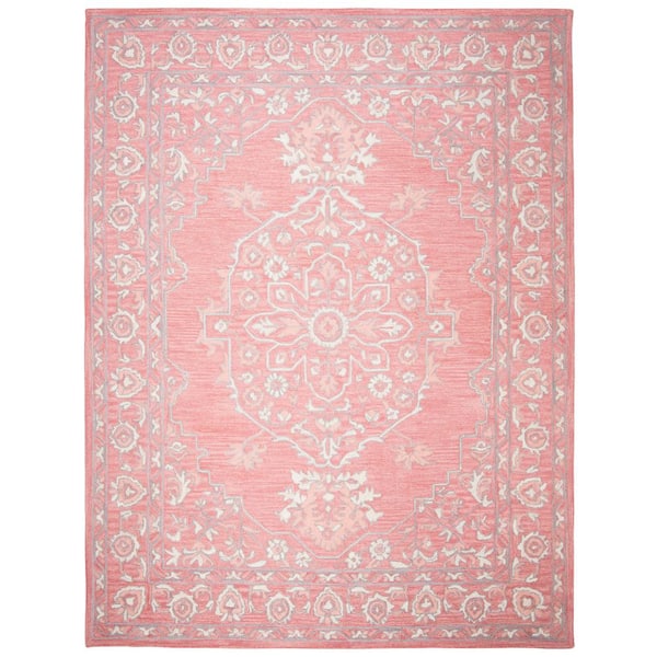 SAFAVIEH Micro-Loop Pink/Ivory 8 ft. x 10 ft. Border Area Rug
