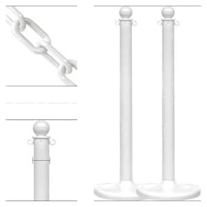 White Medium Duty Stanchion & Chain Kit (2-Pack)