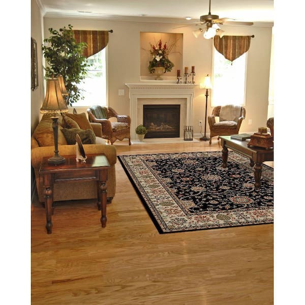 Jewel Voysey Black 5 ft. x 8 ft. Area Rug