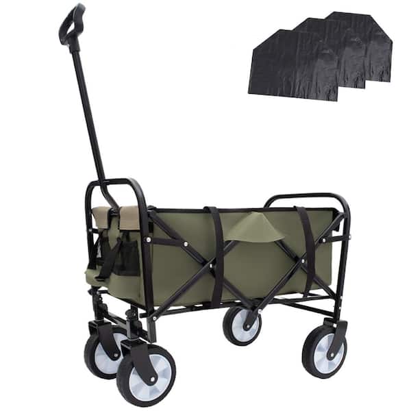 Expandable Dual-Layer Wagon, 225Lbs, 100% Extra Space, for Camping Fishing, Brown