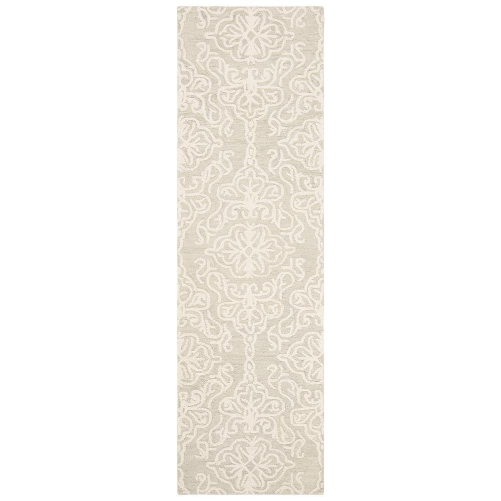 Blossom Silver/Ivory 2 ft. x 22 ft. Floral Damask Geometric Runner Rug price history on PriceWatchPro
