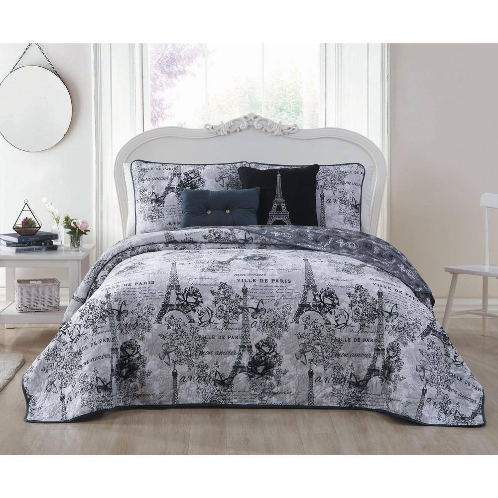 Amour Black/White King Quilt Set