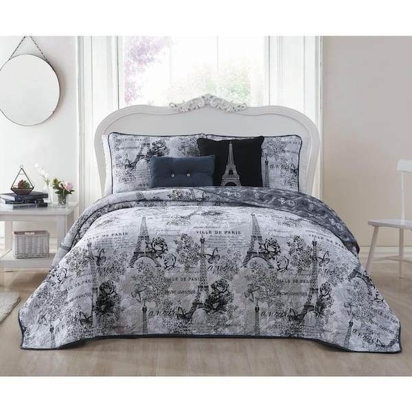 Unbranded Amour Black/White King Quilt Set