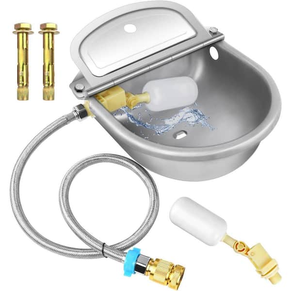 Automatic Animal Drinking Water Bowl with Float Valve 304-Stainless Steel Kit Include Pipe Valves Connector Bolts Feed