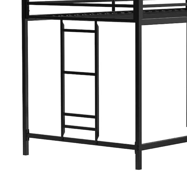Benjara Ady Black Metal Frame Twin Panel Bed with Ladder and