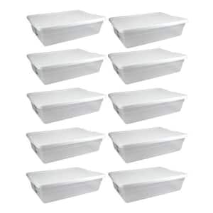 28 Qt. Clear Stackable Under Bed Organizer Storage Container, (10 Pack)
