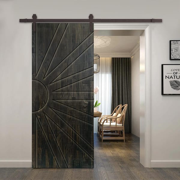 CALHOME 36 in. x 84 in. Charcoal Black Stained Pine Wood