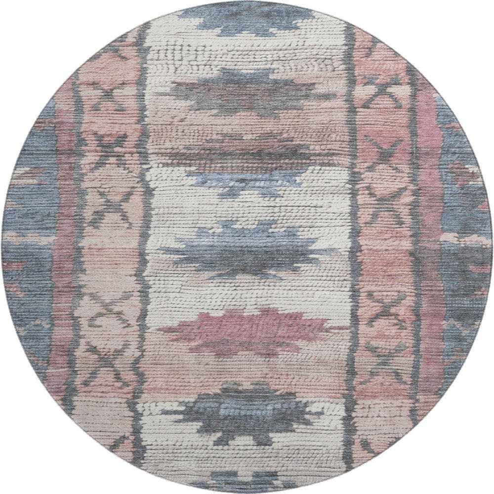 Mayfield Premium Machine Washable Abstract AMF1946 Denim 8 ft. x 8 ft. Round Rug price history on PriceWatchPro