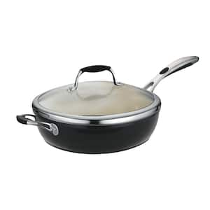 Gourmet Ceramica Deluxe 11 in. Aluminum Ceramic Nonstick Skillet in Black with Glass Lid