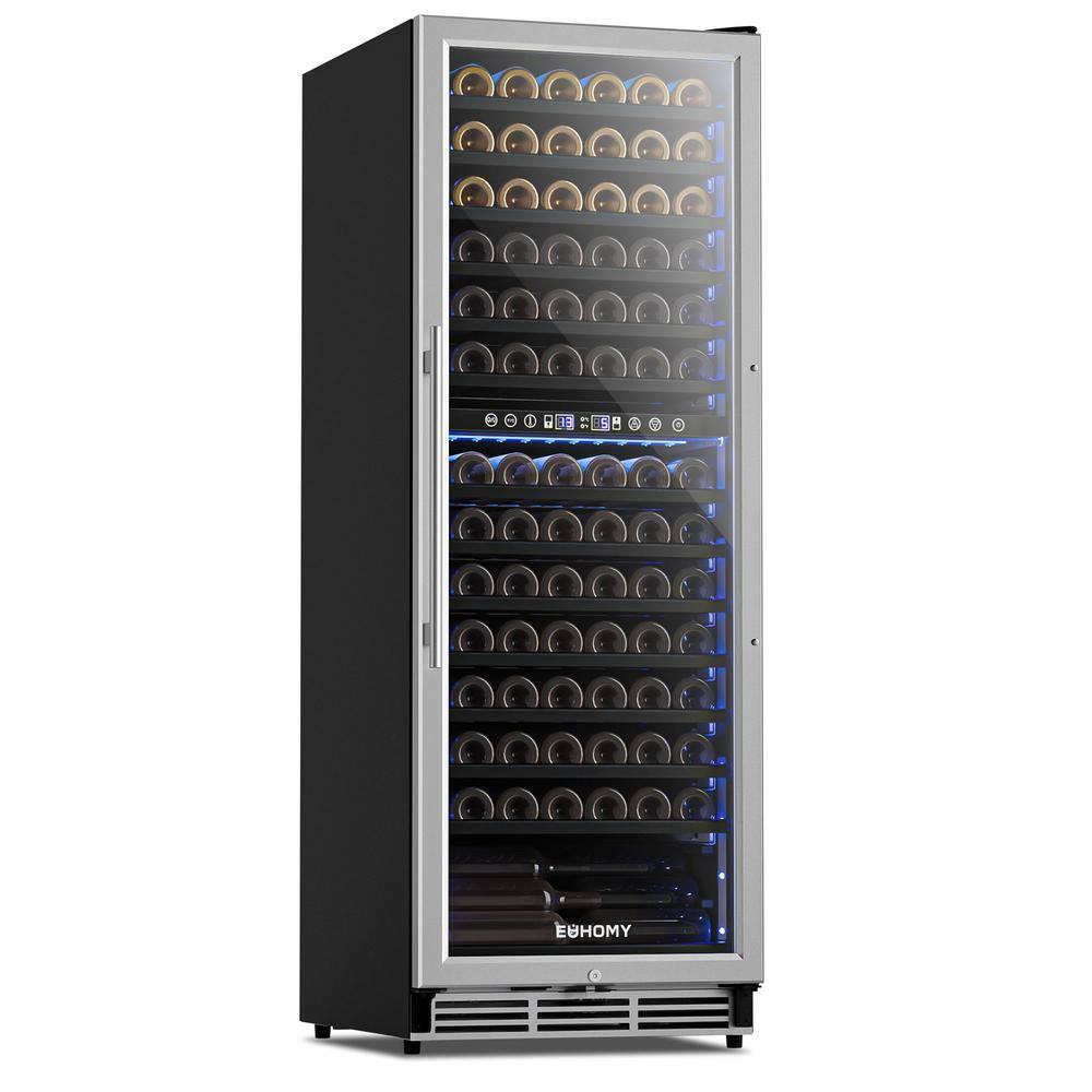 EUHOMY 24 in. Wine Cooler, 154 Bottles Dual Zone Beverage and Wine Cooler with Advanced Cooling