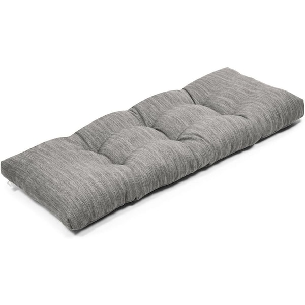 SenQWFa 40 x 15 in. Outdoor Bench Plush Cushion with Ties and Non-Slip Bottom in Classic Grey