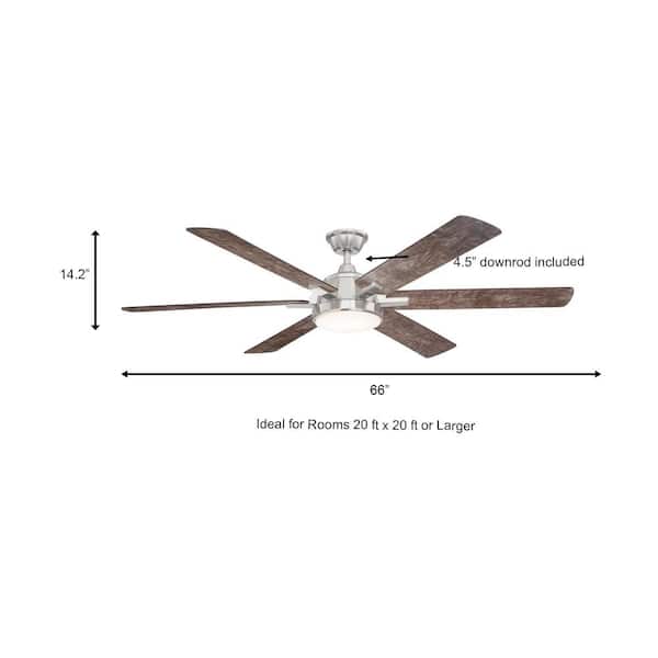 Home Decorators Collection Carden 66 In. Led Brushed Nickel Ceiling Fan  With Light And Remote Control Am852-Bn - The Home Depot