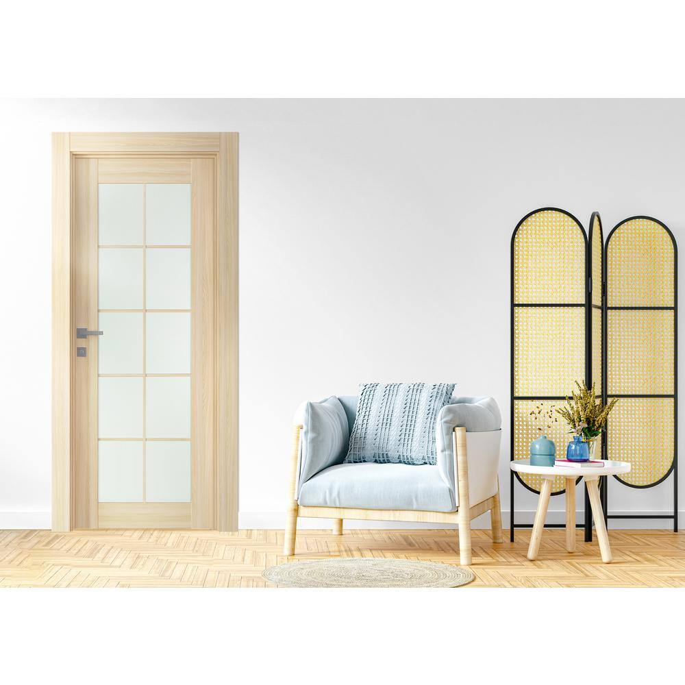 Loire Ash 24" x 84" Frosted Glass Pine Prehung Interior Door