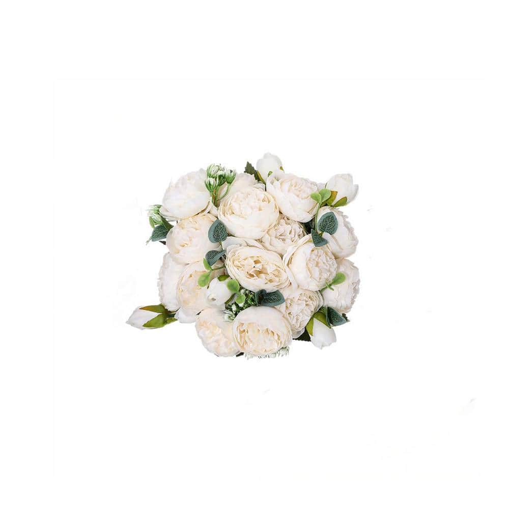 White 11.8 in. Height Artificial Peonies Flowering Plants Decor