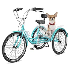 26 in. Adult Trikes 3 Wheeled 7 Speed Bike Trikes Tricycles with Basket for Seniors, Women, Men