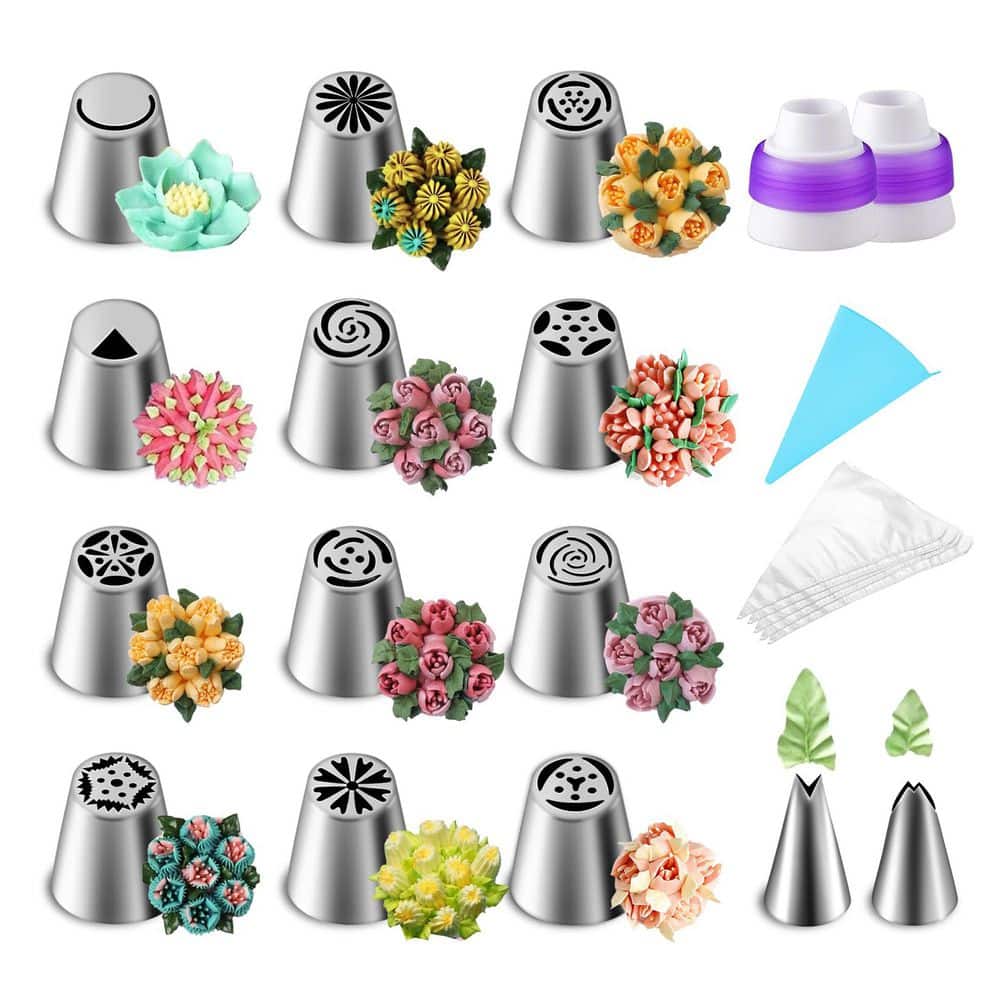VANILLANI ヴァニラニ　MULTI PIPING TOPS Anqtovp 27-Piece Cake Decorating Set with Piping Tips, Leaf Tips