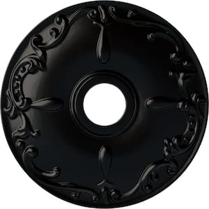18" x 3-1/2" ID x 1-1/4" Kent Urethane Ceiling Medallion (Fits Canopies upto 5"), Hand-Painted Jet Black