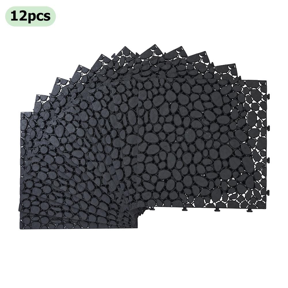 Black 1 ft. x 1 ft. Square All-Weather Plastic Waterproof Outdoor Interlock