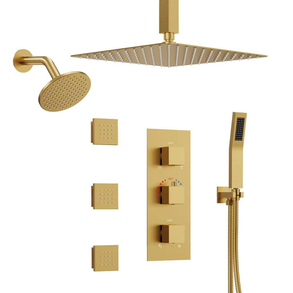 GRANDJOY ZenithRain Shower System 8-Spray 12 and 6 in. Dual Shower