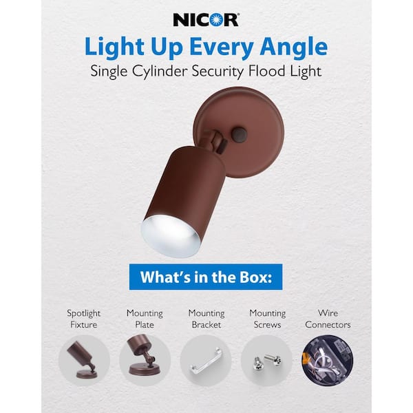 NICOR Single Bullet 50-Watt Bronze Outdoor Wall Lantern Sconce