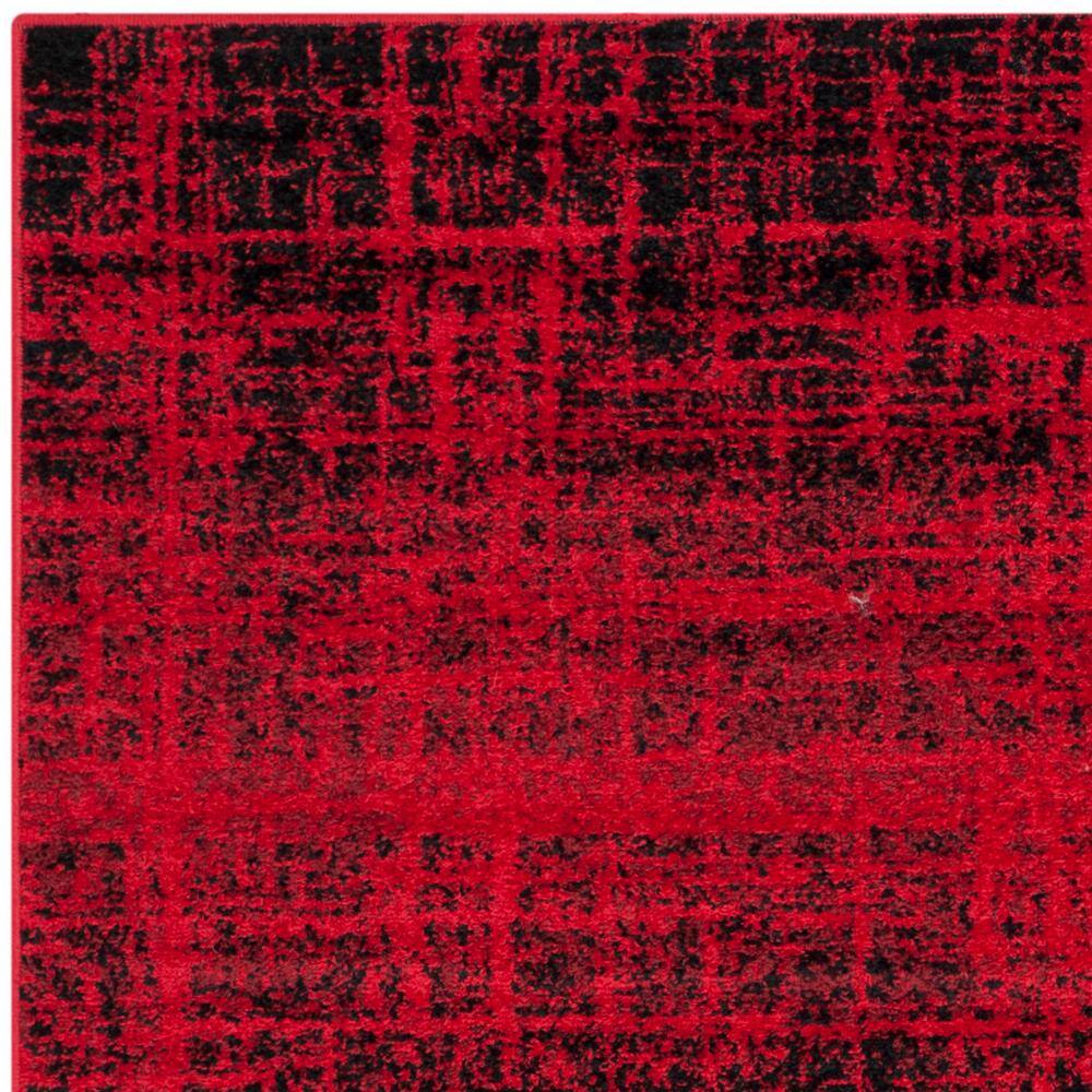 Red and Black Square Synthetic Area Rug