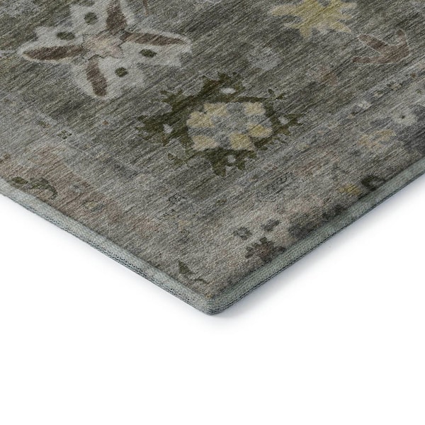 Mayfield Premium Machine Washable Abstract AMF2025 Pewter 9 ft. x 12 ft. Area Rug