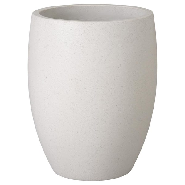 Emissary 22 in. D x 27 in. H White Terrazzo Round Planter with Drainage Hole