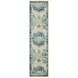Empearal Navy 2 ft. 6 in. x 10 ft. Oriental Runner Area Rug