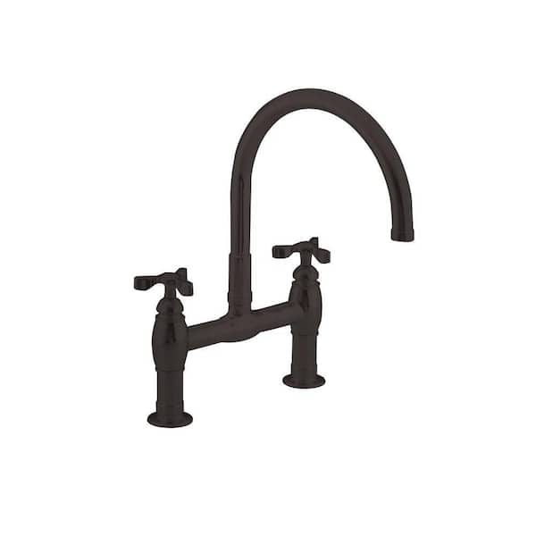 KOHLER Parq 2-Handle Bridge Kitchen Faucet in Oil-Rubbed Bronze