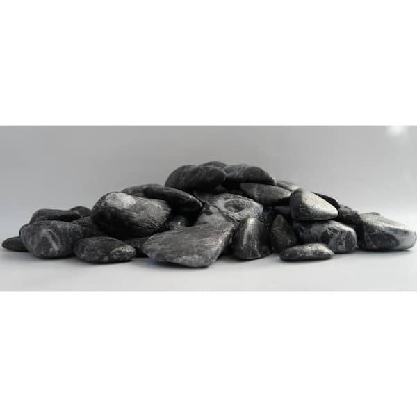 Rock Ranch 0.40 Cu. ft. 30 lbs. 1 in. to 2 in. Premium Machine Polished Black Marble for Landscaping and Fire Features