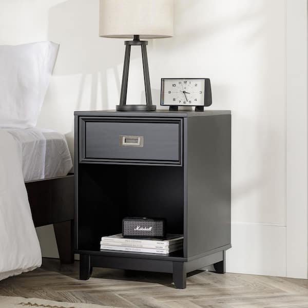 Welwick Designs 1-Drawer Black Solid Wood Transitional Framed ...