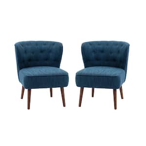 Storace Contemporary Navy Wingback Side Chair with Button Tufted Set of 2