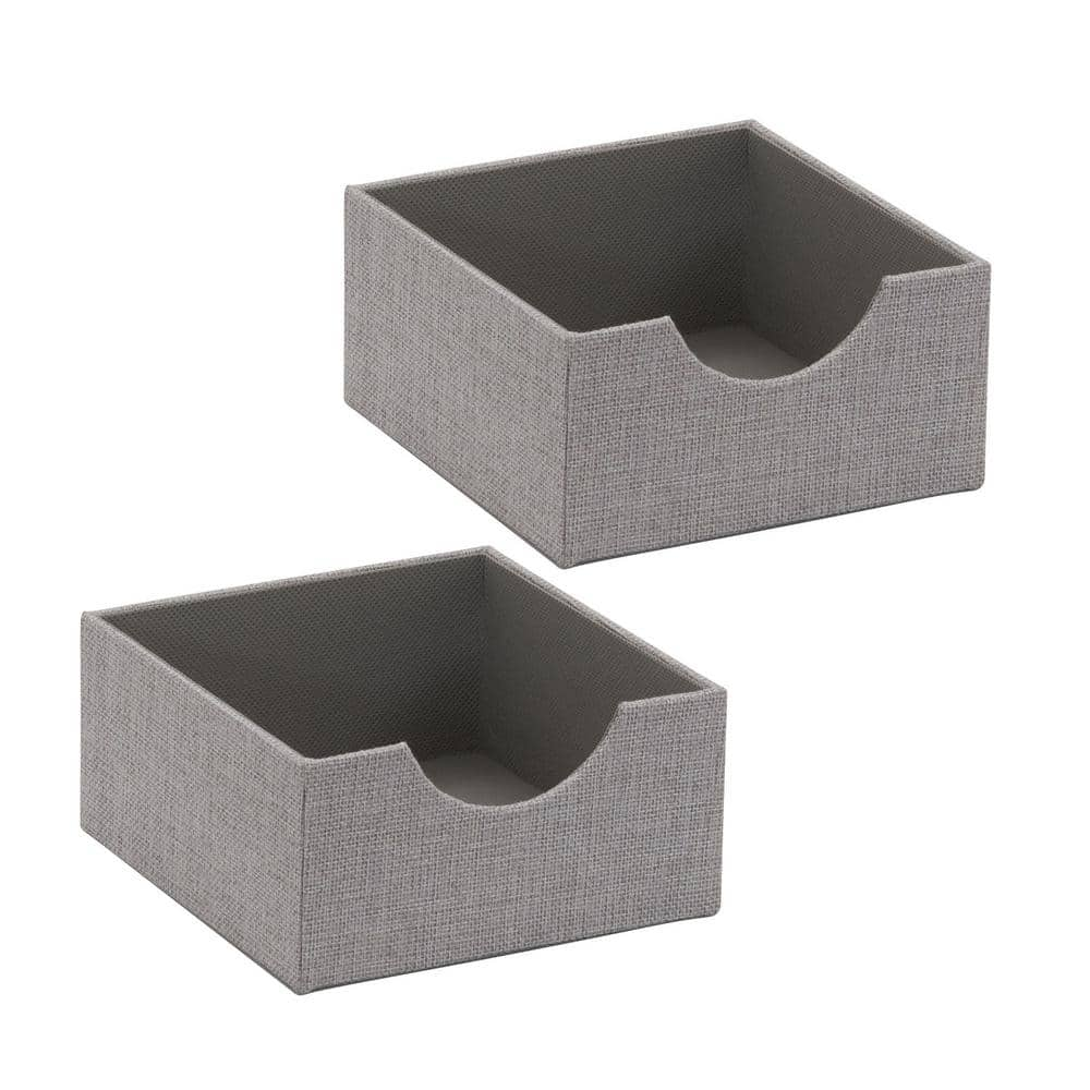 Household Essentials 2 Piece Small Square Drawer Organizer Set, Gray