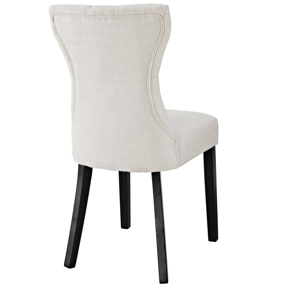 Beige Faux Leather Upholstered Parsons Side Chair
