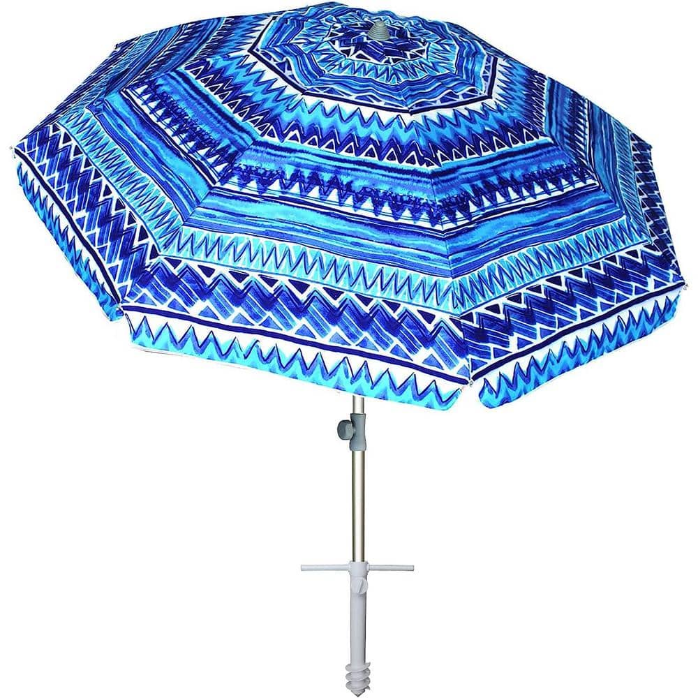 7 ft. Heavy-Duty Windproof Portable Beach Umbrella with Sand Anchor, Adjust