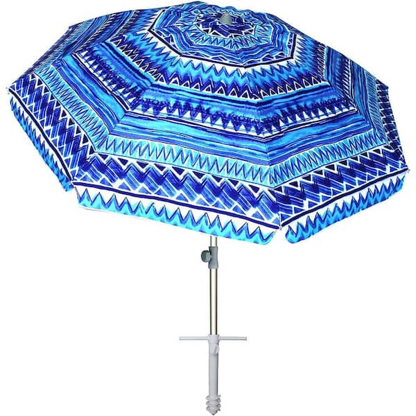 Dyiom 7 ft. Heavy-Duty Windproof Portable Beach Umbrella with Sand Anchor, Adjustable Height with Tilt Aluminum Pole