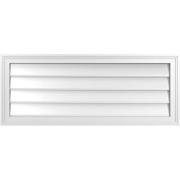 Ekena Millwork 40" x 16" Rectangular White PVC Paintable Gable Louver Vent Non-Functional
