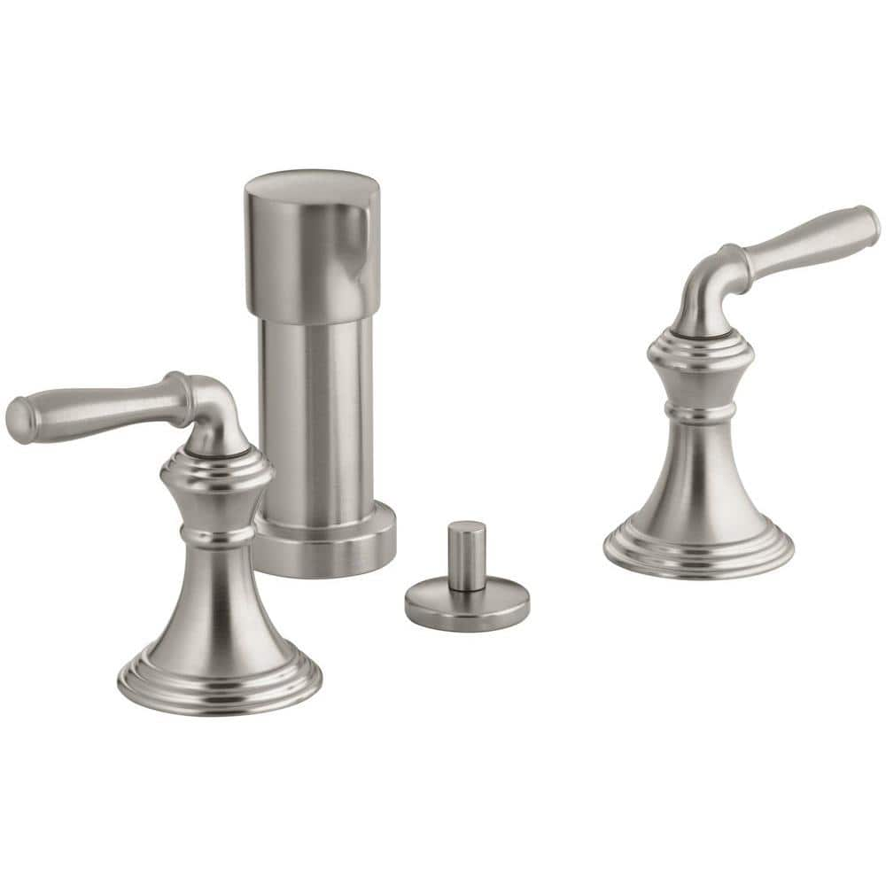 Kohler Devonshire 2 Handle Bidet Faucet In Vibrant Brushed Nickel With Vertical Spray K 412 4 Bn 0398