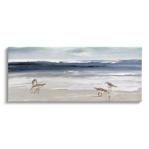 The Stupell Home Decor Collection Sandpipers Grazing Sea Shore Design By Sally Swatland Unframed Nature Art Print 40 in. x 17 in.