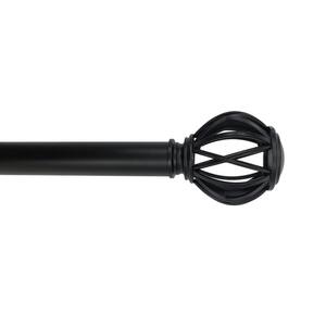 72 in. - 144 in. Telescoping 1 in. Single Curtain Rod Kit in Matte Black with Round Cage Finials