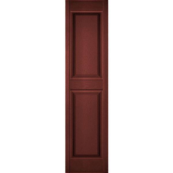 Ekena Millwork 18 in. x 24 in. Lifetime Vinyl Custom 2 Equal Raised Panel Shutters Pair Burgundy Red