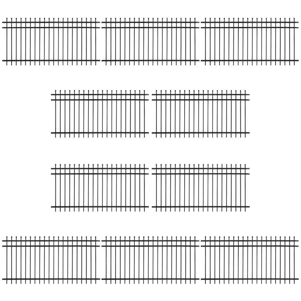 4 ft. x 8 ft. Heavy-Duty Steel Spaced Bar Pointed Pinnacle Flat Metal Fence Panel (Pack of 10) price history on PriceWatchPro