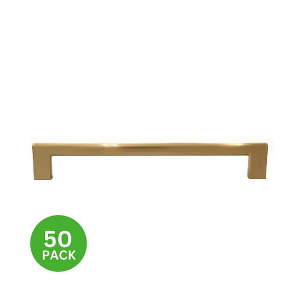 50-Pack Vail 8 in. (203 mm) Center-to-Center Modern Satin Brass Bar Drawer Pull